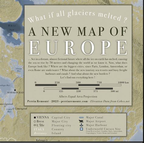 I made a map of Europe if all glaciers on earth melted. Good news : the Netherlands are gone, we ...