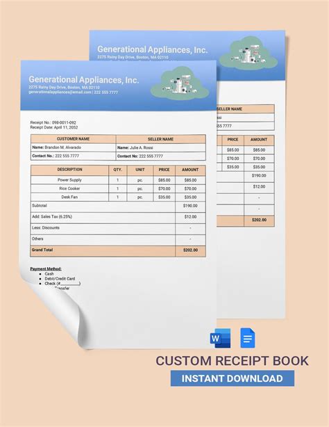 Custom Receipt Book Template in Word, Google Docs - Download | Template.net