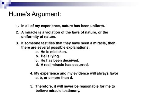 Ppt David Hume When Should I Believe Miracle Testimony Powerpoint