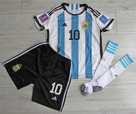 Dziecięcy Zestaw Piłkarski Argentyna Home 2022 23 Adidas Koszulka