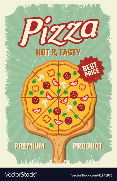 Pizza Retro Style Poster Royalty Free Vector Image