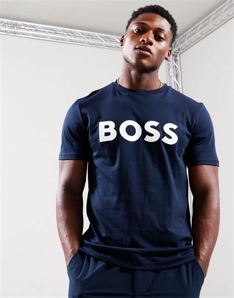 Boss Thinking 1 T Shirt Dark Blue Terraces Menswear