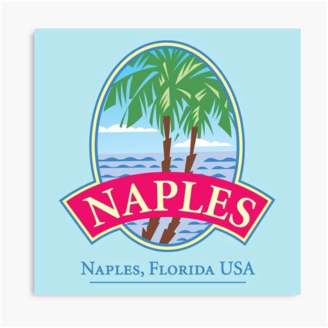 Naples Florida Retro Logo Canvas Print By Futurebeachbum Redbubble