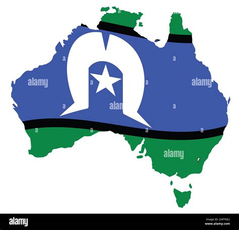 Torres Strait Islander Flag On Map Of Australia Stock Vector Image And Art Alamy