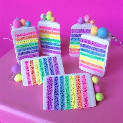 Medium Sized Pastel Rainbow Kawaii Dessert Cake Slice Polymer Etsy