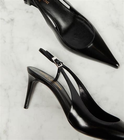 Saint Laurent Vendome Leather Slingback Pumps In Black Modesens