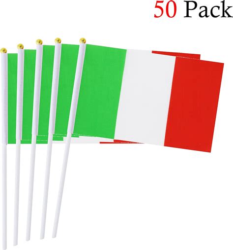 Italy Stick Flag 5.5 x 8.3 Inch Small Hand Held Flag of 50 PCS Mini ...