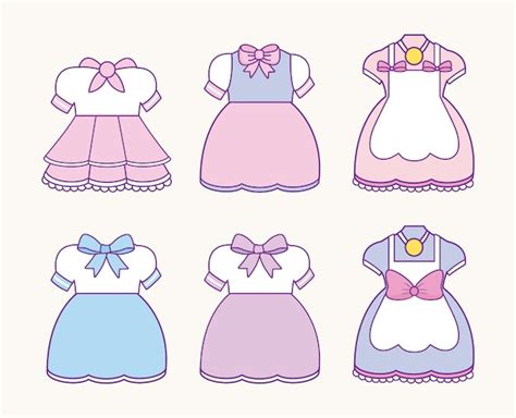 Conjunto De Iconos De Trajes De Anime Womans Vector Premium