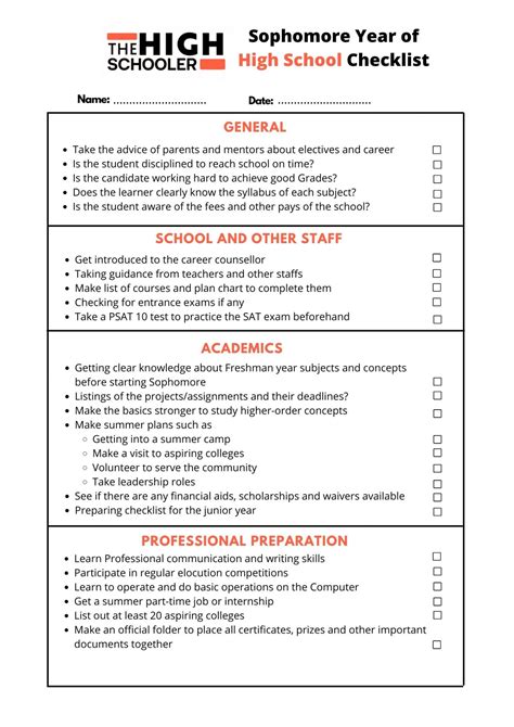 Sophomore Year of High School Checklist [PDF Included] - TheHighSchooler