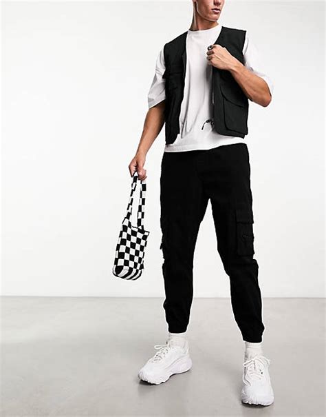 Bershka Cargo Pants In Black Asos