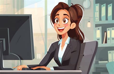 Smiling Female Office Worker - Cartoon Illustration Stock Illustration ...