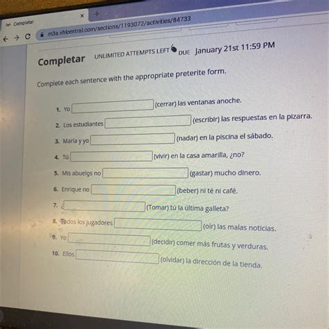 Answers For Completar Complete Each Sentence With The Appropriate