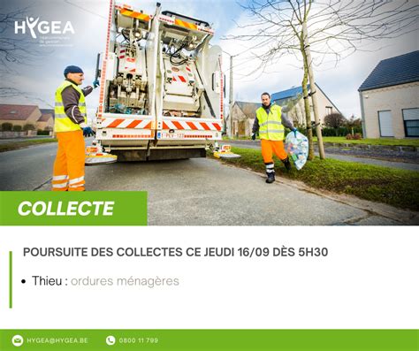 Hygea Poursuite de la collecte de ordures ménagères ce jeudi sur