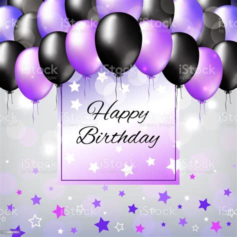 Balon Warna Ungu Hitam Dan Mutiara Dekorasi Pesta Ulang Tahun Selamat