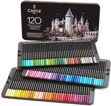 Crayons de couleur d artiste Castle Arts 120 pièces avec mine douce