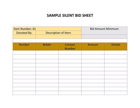 Silent Auction Bid Sheet Templates Word Excel Templatelab