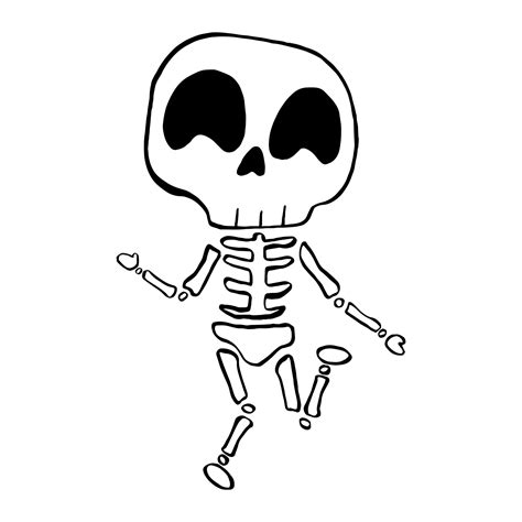 Vector Illustration Of Halloween Skeleton Cartoon Line On White