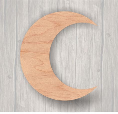 Crescent Moon Unfinished Wood Cutout Wood Cutout Laser Etsy