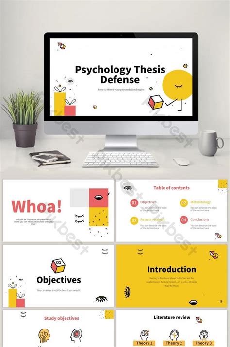 Memphis Yellow Education Psychology Thesis Defense Ppt template Yellow ...