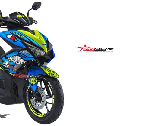 Modifikasi Striping Yamaha Aerox 155 Livery Agv Pista Shark Motoblast