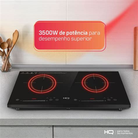 Cooktop De Indução Portátil - Cooktop de Indução HQ 2 Bocas Portátil 3500W Preto HQ-IDS3502S - HQ Eletro