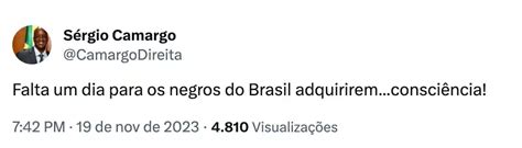 Sergio Camargo ironiza Dia da Consciência Negra