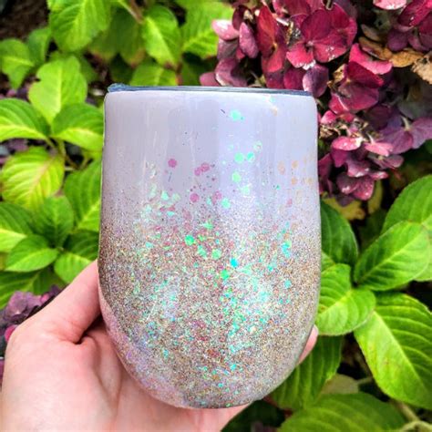 Glitter Ombre Insulated Wine Glass Stemless Wine Glass Glitter Wine