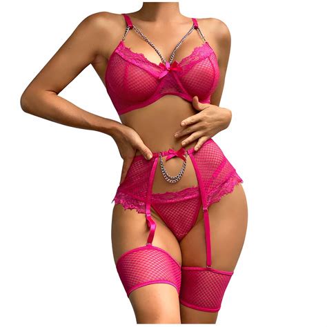 Penkiiy Garter Lingerie Set For Women With Underwire Piece Lace Lingerie Set Floral High