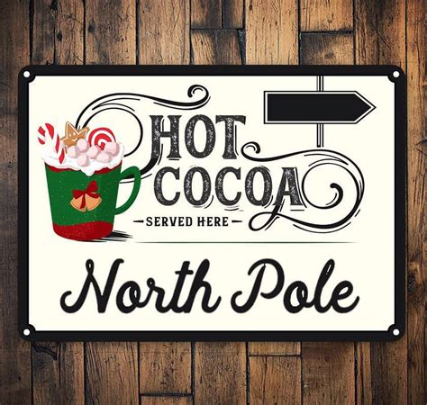 Hot Chocoate Bar Tin Sign HOT COCOA BAR Hot Cocoa Sign Christmas Wreath Decor Retro Tin Sign