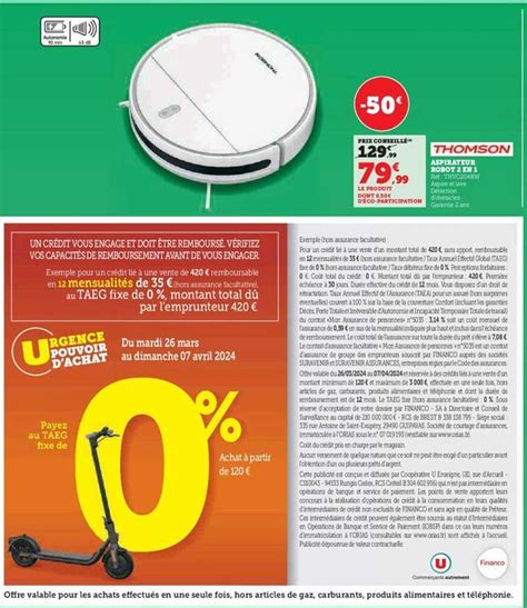 Promo Aspirateur Robot En Thomson Chez Hyper U Icatalogue Fr