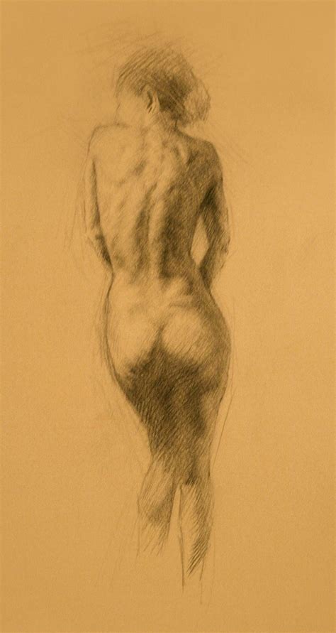 Figurative Nude Female Posterior Back Drawing
