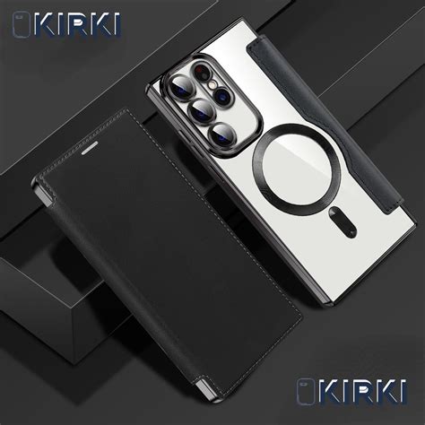 Чехол прозрачный для Samsung Galaxy S22 Ultra с MagSafe / чехол-книжка ...