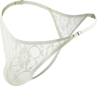 Evankin Mens Sexy Lace Thong See Through Funny Buckle G Strings Underwear Bulge Pouch Gay