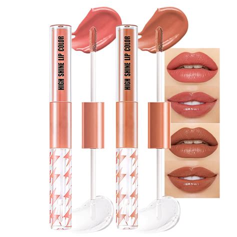 Amazon Pcs Nude Brown Liquid Lipstick With Clear Lip Gloss Set Makeup Fat Oil Lip Gloss