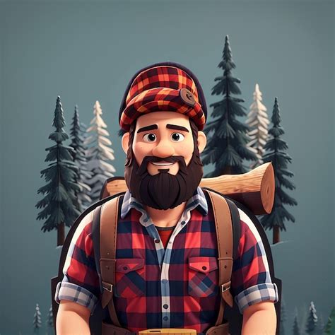 Cute Lumberjack Cartoon Vector Icon Illustration People And Nature Icon