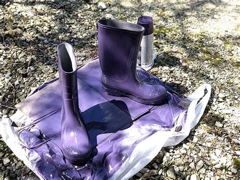 Spray Painting Rubber Boots For Boot Planters Spray Painting Painting