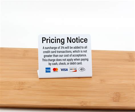 3pk Credit Card Payment Signs - Pricing Notice 3% Surcharge, L Style