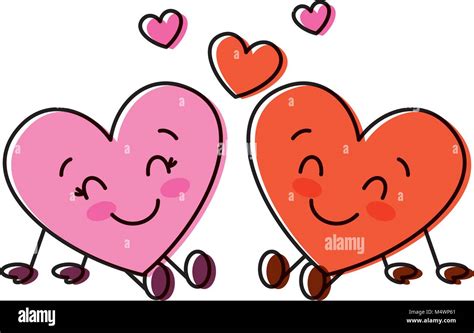 Bonitos Corazones Pareja Sentada La Relaci N De Amor De Dibujos