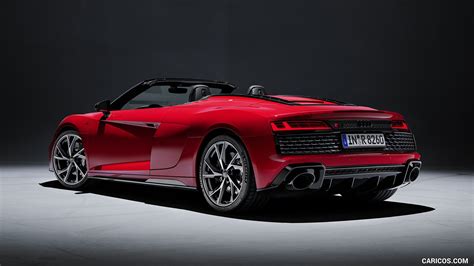 2020 Audi R8 V10 RWD Spyder (Color: Tango Red) | Rear Three-Quarter