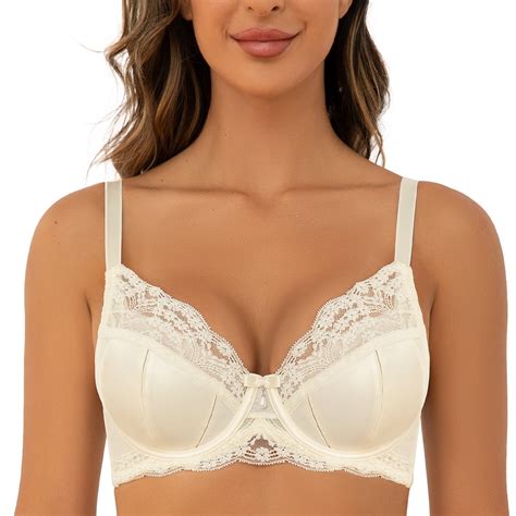 Wingslove Womens Full Coverage Underwire Push Up Bra Unpadded Plus Size Minimizer Braivory