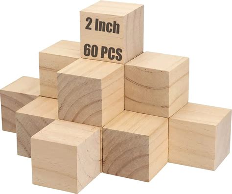 Ningwaan 45 Pcs 2 Inch Wooden Cubes Unfinished Wood Craft