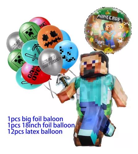 Pack Globos Metalizados L Tex Minecraft Cumplea Os Cuotas Sin Inter S