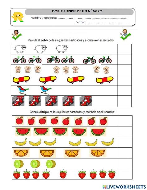 El doble y el triple de un número worksheet Problemas de