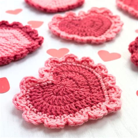 Crochet Pattern Easy Heart Coaster Crochet Pattern Cute Valentine S Day Frilly Heart Coaster