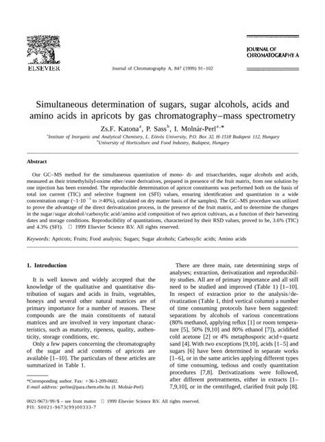 Pdf Simultaneous Determination Of Sugars Sugar Alcohols Acids And