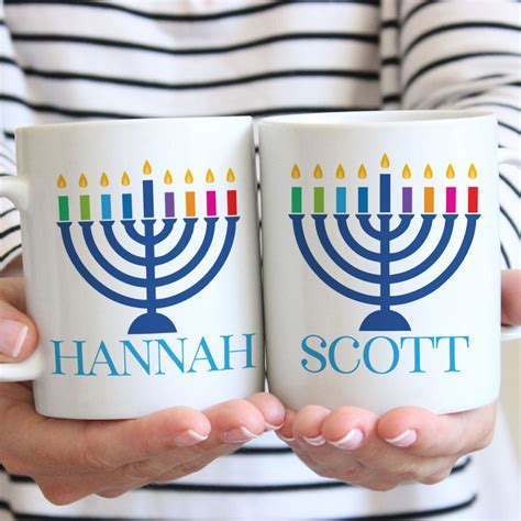 Hanukkah Mugs Personalized Custom Hanukkah Gifts Menorah Mug Set With