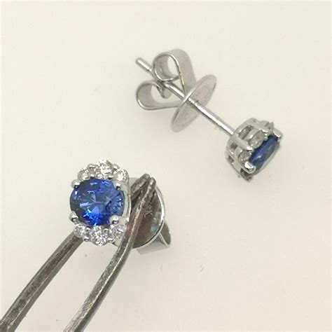 18ct White Gold Sapphire And Diamond Stud Earrings