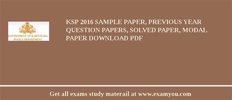 KSP 2018 Sample Paper, Previous Year Question Papers, Solved Paper ...