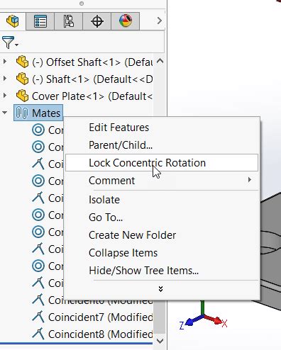 Red Engineering Locking A Solidworks Concentric Mate