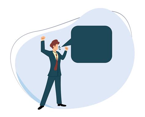 businessman talking with blank speech bubble. illustration of a person ...